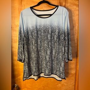 Calvin Klein knit top with faux leather trim and 3/4 sleeves